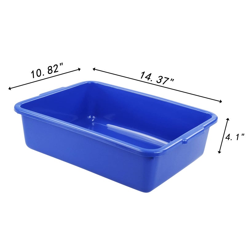 Obstnny 8 L Small Commercial Bus Tub, Plastic Dishpan Wash Basin, 5 Packs, Navy Blue - Image 2